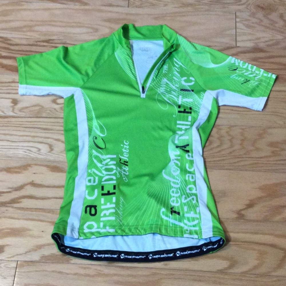 S Nakamura lime green bicycle jersey